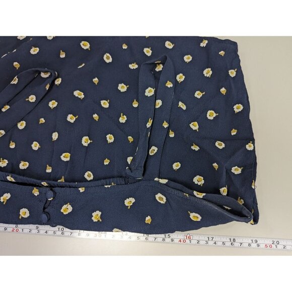 Madewell Womens Tank Top Size L Daisy Dots Button Front Tie Floral Blue - Picture 7 of 8